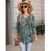 Zeagoo 3/4 Length Sleeve Womens Tops 2026 Blouses for Women Dressy Casual Fashion Clothing V Neck T-Shirts Summer Outfits(Blue Boho Print)