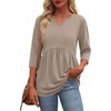 Zeagoo 3/4 Length Sleeve Womens Tops 2026 Blouses for Women Dressy Casual Fashion Clothing V Neck T-Shirts Summer Outfits(Coffee)