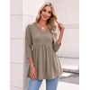 Zeagoo 3/4 Length Sleeve Womens Tops 2026 Blouses for Women Dressy Casual Fashion Clothing V Neck T-Shirts Summer Outfits(Coffee)