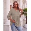 Zeagoo 3/4 Length Sleeve Womens Tops 2026 Blouses for Women Dressy Casual Fashion Clothing V Neck T-Shirts Summer Outfits(Coffee)