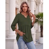 Zeagoo 3/4 Length Sleeve Womens Tops 2026 Blouses for Women Dressy Casual Fashion Clothing V Neck T-Shirts Summer Outfits(Green)