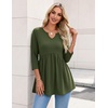 Zeagoo 3/4 Length Sleeve Womens Tops 2026 Blouses for Women Dressy Casual Fashion Clothing V Neck T-Shirts Summer Outfits(Green)