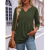 Zeagoo 3/4 Length Sleeve Womens Tops 2026 Blouses for Women Dressy Casual Fashion Clothing V Neck T-Shirts Summer Outfits(Green)