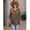 Zeagoo 3/4 Length Sleeve Womens Tops 2026 Blouses for Women Dressy Casual Fashion Clothing V Neck T-Shirts Summer Outfits(Leopard Print)