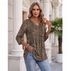 Zeagoo 3/4 Length Sleeve Womens Tops 2026 Blouses for Women Dressy Casual Fashion Clothing V Neck T-Shirts Summer Outfits(Leopard Print)