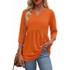 Zeagoo 3/4 Length Sleeve Womens Tops 2026 Blouses for Women Dressy Casual Fashion Clothing V Neck T-Shirts Summer Outfits(Orange)
