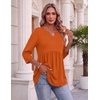 Zeagoo 3/4 Length Sleeve Womens Tops 2026 Blouses for Women Dressy Casual Fashion Clothing V Neck T-Shirts Summer Outfits(Orange)