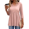 Zeagoo 3/4 Length Sleeve Womens Tops 2026 Blouses for Women Dressy Casual Fashion Clothing V Neck T-Shirts Summer Outfits(Pink)