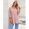Zeagoo 3/4 Length Sleeve Womens Tops 2026 Blouses for Women Dressy Casual Fashion Clothing V Neck T-Shirts Summer Outfits(Pink)