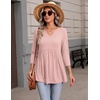 Zeagoo 3/4 Length Sleeve Womens Tops 2026 Blouses for Women Dressy Casual Fashion Clothing V Neck T-Shirts Summer Outfits(Pink)