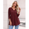 Zeagoo 3/4 Length Sleeve Womens Tops 2026 Blouses for Women Dressy Casual Fashion Clothing V Neck T-Shirts Summer Outfits(Wine Red)