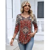 Zeagoo 3/4 Length Sleeve Womens Tops Dressy Casual 2026 V Neck T Shirts Blouses Floral Summer Business Work Basic Tees(A01-rust Ethnic Pattern)