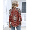 Zeagoo 3/4 Length Sleeve Womens Tops Dressy Casual 2026 V Neck T Shirts Blouses Floral Summer Business Work Basic Tees(A01-rust Ethnic Pattern)