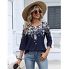 Zeagoo 3/4 Length Sleeve Womens Tops Dressy Casual 2026 V Neck T Shirts Blouses Floral Summer Business Work Basic Tees(A02-navy Flower)