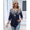 Zeagoo 3/4 Length Sleeve Womens Tops Dressy Casual 2026 V Neck T Shirts Blouses Floral Summer Business Work Basic Tees(A02-navy Flower)