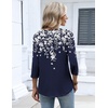 Zeagoo 3/4 Length Sleeve Womens Tops Dressy Casual 2026 V Neck T Shirts Blouses Floral Summer Business Work Basic Tees(A02-navy Flower)