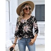 Zeagoo 3/4 Length Sleeve Womens Tops Dressy Casual 2026 V Neck T Shirts Blouses Floral Summer Business Work Basic Tees(Black Pink Floral)