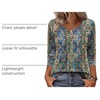 Zeagoo 3/4 Length Sleeve Womens Tops Dressy Casual 2026 V Neck T Shirts Blouses Floral Summer Business Work Basic Tees(Blue Boho Print)