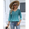 Zeagoo 3/4 Length Sleeve Womens Tops Dressy Casual 2026 V Neck T Shirts Blouses Floral Summer Business Work Basic Tees(Blue Floral)