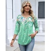 Zeagoo 3/4 Length Sleeve Womens Tops Dressy Casual 2026 V Neck T Shirts Blouses Floral Summer Business Work Basic Tees(Green Print)