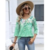 Zeagoo 3/4 Length Sleeve Womens Tops Dressy Casual 2026 V Neck T Shirts Blouses Floral Summer Business Work Basic Tees(Green Print)