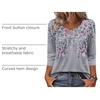 Zeagoo 3/4 Length Sleeve Womens Tops Dressy Casual 2026 V Neck T Shirts Blouses Floral Summer Business Work Basic Tees(Grey Floral Leaves)