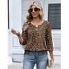 Zeagoo 3/4 Length Sleeve Womens Tops Dressy Casual 2026 V Neck T Shirts Blouses Floral Summer Business Work Basic Tees(Leopard Print)