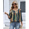 Zeagoo 3/4 Length Sleeve Womens Tops Dressy Casual 2026 V Neck T Shirts Blouses Floral Summer Business Work Basic Tees(Multicolor)