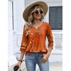 Zeagoo 3/4 Length Sleeve Womens Tops Dressy Casual 2026 V Neck T Shirts Blouses Floral Summer Business Work Basic Tees(Orange Ethnic Print)