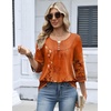 Zeagoo 3/4 Length Sleeve Womens Tops Dressy Casual 2026 V Neck T Shirts Blouses Floral Summer Business Work Basic Tees(Orange Ethnic Print)