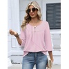 Zeagoo 3/4 Length Sleeve Womens Tops Dressy Casual 2026 V Neck T Shirts Blouses Floral Summer Business Work Basic Tees(Pink Stripes)