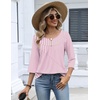 Zeagoo 3/4 Length Sleeve Womens Tops Dressy Casual 2026 V Neck T Shirts Blouses Floral Summer Business Work Basic Tees(Pink Stripes)