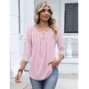 Zeagoo 3/4 Length Sleeve Womens Tops Dressy Casual 2026 V Neck T Shirts Blouses Floral Summer Business Work Basic Tees(Pink Stripes)