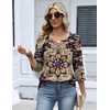 Zeagoo 3/4 Length Sleeve Womens Tops Dressy Casual 2026 V Neck T Shirts Blouses Floral Summer Business Work Basic Tees(Purple-beige)