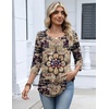 Zeagoo 3/4 Length Sleeve Womens Tops Dressy Casual 2026 V Neck T Shirts Blouses Floral Summer Business Work Basic Tees(Purple-beige)