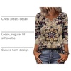 Zeagoo 3/4 Length Sleeve Womens Tops Dressy Casual 2026 V Neck T Shirts Blouses Floral Summer Business Work Basic Tees(Purple-beige)