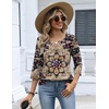 Zeagoo 3/4 Length Sleeve Womens Tops Dressy Casual 2026 V Neck T Shirts Blouses Floral Summer Business Work Basic Tees(Purple-beige)