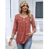 Zeagoo 3/4 Length Sleeve Womens Tops Dressy Casual 2026 V Neck T Shirts Blouses Floral Summer Business Work Basic Tees(Red White Floral)