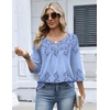 Zeagoo 3/4 Length Sleeve Womens Tops Dressy Casual 2026 V Neck T Shirts Blouses Floral Summer Business Work Basic Tees(Sf166)