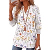 Zeagoo 3/4 Length Sleeve Womens Tops 2025 Floral Womens Blouses V Neck TunicTops with Smocked Cuffs(Colorful Flowers)