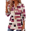 Zeagoo 3/4 Length Sleeve Womens Tops 2025 Floral Womens Blouses V Neck TunicTops with Smocked Cuffs(Multicolor Plaid 509)