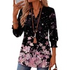 Zeagoo 3/4 Length Sleeve Womens Tops 2025 Floral Womens Blouses V Neck TunicTops with Smocked Cuffs(Pink Flowers)