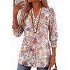 Zeagoo 3/4 Length Sleeve Womens Tops 2025 Floral Womens Blouses V Neck TunicTops with Smocked Cuffs(Print-1)