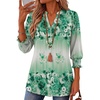Zeagoo 3/4 Length Sleeve Womens Tops 2025 Floral Womens Blouses V Neck TunicTops with Smocked Cuffs(Print-195)