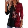 Zeagoo 3/4 Length Sleeve Womens Tops 2025 Floral Womens Blouses V Neck TunicTops with Smocked Cuffs(Print-309)