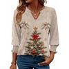 Zeagoo 3/4 Length Sleeve Womens Tops 2025 Floral Womens Blouses V Neck TunicTops with Smocked Cuffs(Print-505)
