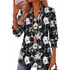Zeagoo 3/4 Length Sleeve Womens Tops 2025 Floral Womens Blouses V Neck TunicTops with Smocked Cuffs(Print-506)