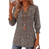 Zeagoo 3/4 Length Sleeve Womens Tops 2025 Floral Womens Blouses V Neck TunicTops with Smocked Cuffs(Print-517)