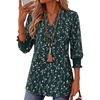 Zeagoo 3/4 Length Sleeve Womens Tops 2025 Floral Womens Blouses V Neck TunicTops with Smocked Cuffs(Print-bf320)