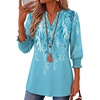 Zeagoo 3/4 Length Sleeve Womens Tops 2025 Floral Womens Blouses V Neck TunicTops with Smocked Cuffs(Print-fp18)